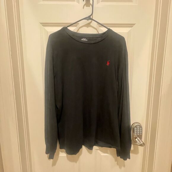 Polo Size L Long Sleeve Black Tee with Red Polo - Picture 4 of 5